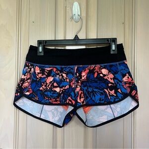 lululemon athletica Orange and Blue Speed-up Shorts size 4